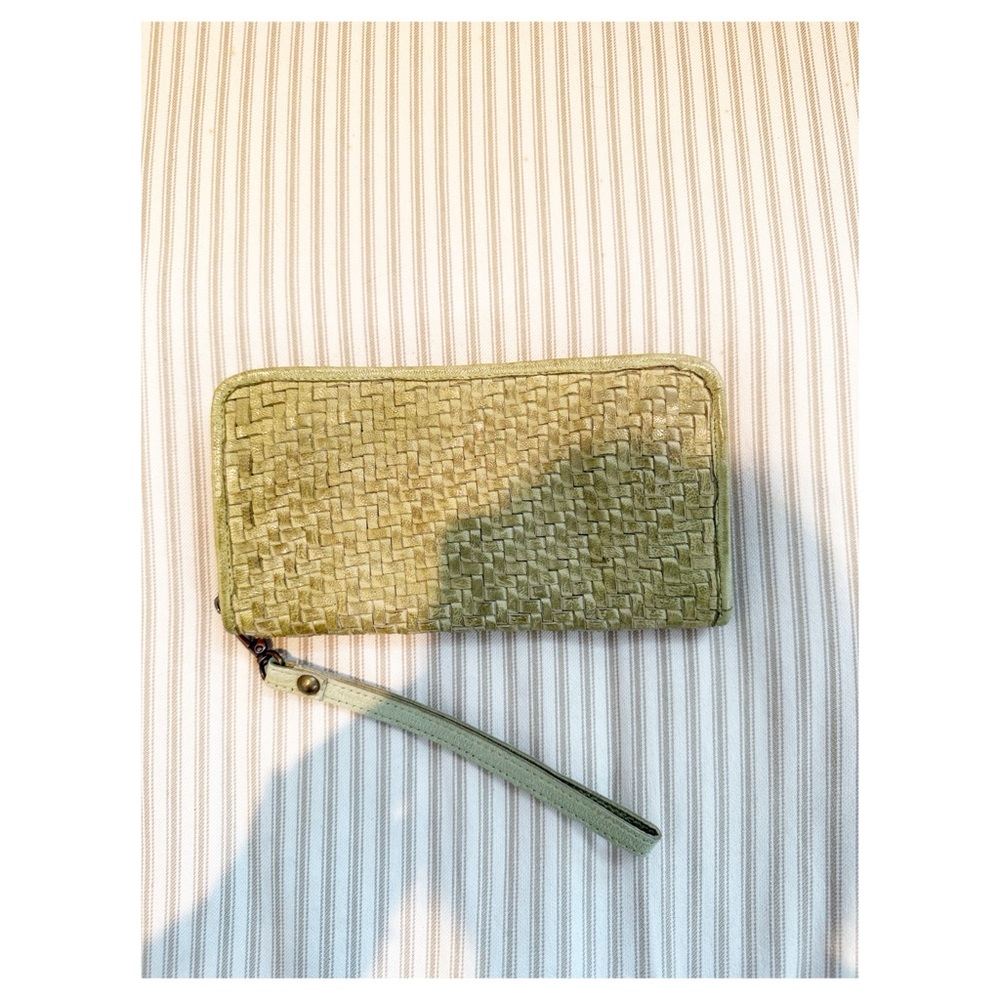 Platania Green Woven Leather Wallet